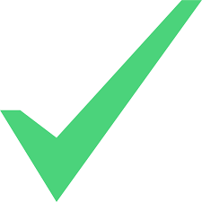 A simple green check mark indicating approval or completion on a plain white background.